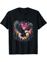Eagle Forest Animal Wildlife Bald Eagles Bird Flying Nature T-Shirt 180G 100% Cotton Printed Round Neck Short-Sleeve T-Shirt, Gifts for Men Dad Husband Grandpa, S-XXXL, Black