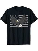 Freedom Patriotic American Bald Eagle Pride US Flag Eagle T-Shirt 180G 100% Cotton Printed Round Neck Short-Sleeve T-Shirt, Gifts for Men Dad Husband Grandpa, S-XXXL, Black