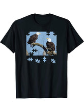 American Bald Eagle Puzzle T-Shirt 180G 100% Cotton Printed Round Neck Short-Sleeve T-Shirt, Gifts for Men Dad Husband Grandpa, S-XXXL, Black