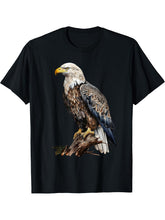 Proud American Bald Eagle on Jagged Branch T-Shirt 180G 100% Cotton Printed Round Neck Short-Sleeve T-Shirt, Gifts for Men Dad Husband Grandpa, S-XXXL, Black