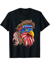 American USA Bald Eagle Mullet Funny Patriotic 4th Of July T-Shirt 180G 100% Cotton Printed Round Neck Short-Sleeve T-Shirt, Gifts for Men Dad Husband Grandpa, S-XXXL, Black