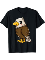 Bald Eagle Chibi Kawaii Anime Japanese Funny Bald Eagle T-Shirt 180G 100% Cotton Printed Round Neck Short-Sleeve T-Shirt, Gifts for Men Dad Husband Grandpa, S-XXXL, Black
