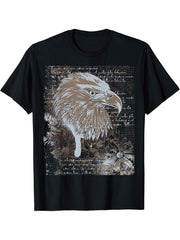 American Bald Eagle T-Shirt, Patriotic Military Vintage Tee 180G 100% Cotton Printed Round Neck Short-Sleeve T-Shirt, Gifts for Men Dad Husband Grandpa, S-XXXL, Black