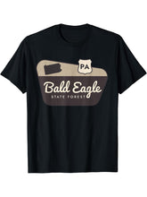 Bald Eagle State Forest Pennsylvania Welcome Sign Trip T-Shirt 180G 100% Cotton Printed Round Neck Short-Sleeve T-Shirt, Gifts for Men Dad Husband Grandpa, S-XXXL, Black