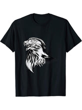 Bald Eagle with a Bandana - USA Independence day T-Shirt 180G 100% Cotton Printed Round Neck Short-Sleeve T-Shirt, Gifts for Men Dad Husband Grandpa, S-XXXL, Black