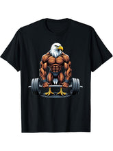 Workout Gym Bald Eagle Deadlift Weightlifting T-Shirt 180G 100% Cotton Printed Round Neck Short-Sleeve T-Shirt, Gifts for Men Dad Husband Grandpa, S-XXXL, Black