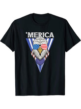 Bald Eagle 4th Of July Tee American Flag Patriotic T-Shirt 180G 100% Cotton Printed Round Neck Short-Sleeve T-Shirt, Gifts for Men Dad Husband Grandpa, S-XXXL, Black