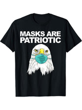 Patriotic Eagle with facemask American Bald Eagle T-Shirt 180G 100% Cotton Printed Round Neck Short-Sleeve T-Shirt, Gifts for Men Dad Husband Grandpa, S-XXXL, Black