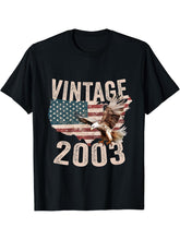 Vintage 2003 Bald Eagle American Flag Country T-Shirt 180G 100% Cotton Printed Round Neck Short-Sleeve T-Shirt, Gifts fo