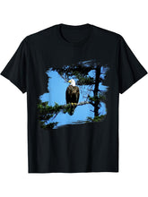 American Bald Eagle Pine Summer T-Shirt 180G 100% Cotton Printed Round Neck Short-Sleeve T-Shirt, Gifts for Men Dad Husband Grandpa, S-XXXL, Black