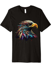 Bald Eagle Lovers Colorful Pop Art American Bald Eagle Premium T-Shirt 180G 100% Cotton Printed Round Neck Short-Sleeve T-Shirt, Gifts for Men Dad Husband Grandpa, S-XXXL, Black