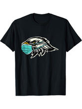 Patriotic Eagle with facemask American Bald Eagle T-Shirt 180G 100% Cotton Printed Round Neck Short-Sleeve T-Shirt, Gifts for Men Dad Husband Grandpa, S-XXXL, Black