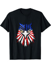 American Bald Eagle USA Flag Shirt 4th of July Eagle USA T-Shirt 180G 100% Cotton Printed Round Neck Short-Sleeve T-Shirt, Gifts for Men Dad Husband Grandpa, S-XXXL, Black