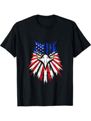 American Bald Eagle USA Flag Shirt 4th of July Eagle USA T-Shirt 180G 100% Cotton Printed Round Neck Short-Sleeve T-Shirt, Gifts for Men Dad Husband Grandpa, S-XXXL, Black