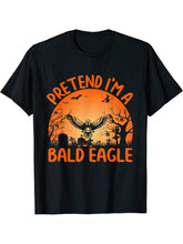 Funny Group Halloween Costumes Pretend I'm A Bald Eagle T-Shirt 180G 100% Cotton Printed Round Neck Short-Sleeve T-Shirt, Gifts for Men Dad Husband Grandpa, S-XXXL, Black