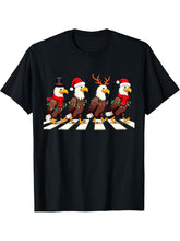 Bald Eagle Crossing Road Xmas T-Shirt 180G 100% Cotton Printed Round Neck Short-Sleeve T-Shirt, Gifts for Men Dad Husband Grandpa, S-XXXL, Black