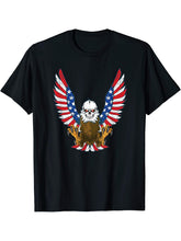 Patriotic American Flag Bald Eagle With Skull Men Women T-Shirt 180G 100% Cotton Printed Round Neck Short-Sleeve T-Shirt, Gifts for Men Dad Husband Grandpa, S-XXXL, Black