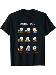 Mom's Jobs Mother's Day Mommy American Bald Eagle Mama T-Shirt 180G 100% Cotton Printed Round Neck Short-Sleeve T-Shirt, Gifts for Men Dad Husband Grandpa, S-XXXL, Black