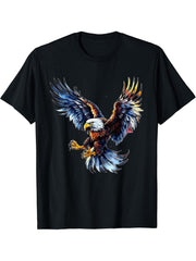 Majestic Bald Eagle Swooping T-Shirt 180G 100% Cotton Printed Round Neck Short-Sleeve T-Shirt, Gifts for Men Dad Husband Grandpa, S-XXXL, Black