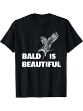 Bald Is Beautiful Eagle Shirt T-Shirt 180G 100% Cotton Printed Round Neck Short-Sleeve T-Shirt, Gifts for Men Dad Husband Grandpa, S-XXXL, Black