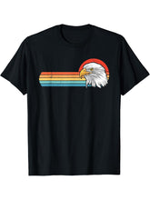 Bald Eagle Retro Sunset T-Shirt 180G 100% Cotton Printed Round Neck Short-Sleeve T-Shirt, Gifts for Men Dad Husband Grandpa, S-XXXL, Black