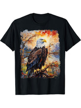 Bald Eagle Pop Art T-Shirt 180G 100% Cotton Printed Round Neck Short-Sleeve T-Shirt, Gifts for Men Dad Husband Grandpa, S-XXXL, Black