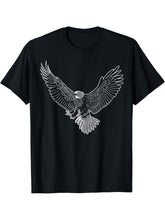 Awesome American bald eagle T-Shirt 180G 100% Cotton Printed Round Neck Short-Sleeve T-Shirt, Gifts for Men Dad Husband Grandpa, S-XXXL, Black