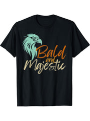 Funny Bald and Majestic Eagle Typography Design T-Shirt 180G 100% Cotton Printed Round Neck Short-Sleeve T-Shirt, Gifts for Men Dad Husband Grandpa, S-XXXL, Black
