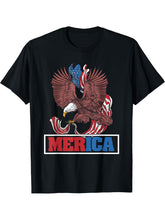 Merica Bald Eagle Bandana 4th of July for American Patriots T-Shirt 180G 100% Cotton Printed Round Neck Short-Sleeve T-Shirt, Gifts for Men Dad Husband Grandpa, S-XXXL, Black