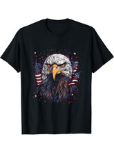 Sea Eagle US Flag Patriotic 4th Of July With Bald Eagle T-Shirt 180G 100% Cotton Printed Round Neck Short-Sleeve T-Shirt, Gifts for Men Dad Husband Grandpa, S-XXXL, Black
