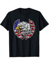 American Bald Eagle - Patriotic USA Distressed Retro T-Shirt 180G 100% Cotton Printed Round Neck Short-Sleeve T-Shirt, Gifts for Men Dad Husband Grandpa, S-XXXL, Black