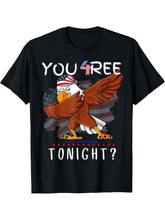 Are You Free Tonight 4th of July American Dabbing Bald Eagle T-Shirt 180G 100% Cotton Printed Round Neck Short-Sleeve T-Shirt, Gifts for Men Dad Husband Grandpa, S-XXXL, Black