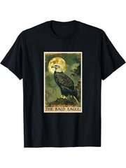 Bald Eagles Bald Eagle Tarot Card T-Shirt 180G 100% Cotton Printed Round Neck Short-Sleeve T-Shirt, Gifts for Men Dad Husband Grandpa, S-XXXL, Black