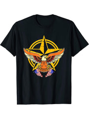 Pride US Flag Patriot Liberty Proud American Bald Eagle T-Shirt 180G 100% Cotton Printed Round Neck Short-Sleeve T-Shirt, Gifts for Men Dad Husband Grandpa, S-XXXL, Black