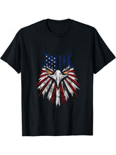American Bald Eagle USA Flag Shirt 4th of July Eagle USA T-Shirt 180G 100% Cotton Printed Round Neck Short-Sleeve T-Shirt, Gifts for Men Dad Husband Grandpa, S-XXXL, Black