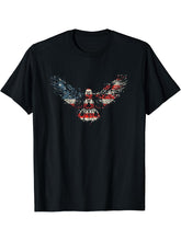 Vintage American Bald Eagle Flag American Flag T-Shirt 180G 100% Cotton Printed Round Neck Short-Sleeve T-Shirt, Gifts for Men Dad Husband Grandpa, S-XXXL, Black