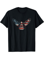 Vintage American Bald Eagle Flag American Flag T-Shirt 180G 100% Cotton Printed Round Neck Short-Sleeve T-Shirt, Gifts for Men Dad Husband Grandpa, S-XXXL, Black