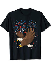 4th of July Memorial Day Holiday Patriotic Flying Bald Eagle T-Shirt 180G 100% Cotton Printed Round Neck Short-Sleeve T-Shirt, Gifts for Men Dad Husband Grandpa, S-XXXL, Black