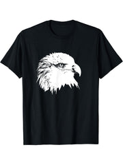 Minimalist Bald Eagle Tshirt 180G 100% Cotton Printed Round Neck Short-Sleeve T-Shirt, Gifts for Men Dad Husband Grandpa, S-XXXL, Black
