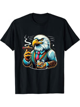 Bald Eagle Cigar And Whiskey T-Shirt 180G 100% Cotton Printed Round Neck Short-Sleeve T-Shirt, Gifts for Men Dad Husband Grandpa, S-XXXL, Black