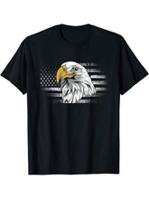 US Flag Patriotic Freedom Pride Liberty American Bald Eagle T-Shirt 180G 100% Cotton Printed Round Neck Short-Sleeve T-Shirt, Gifts for Men Dad Husband Grandpa, S-XXXL, Black