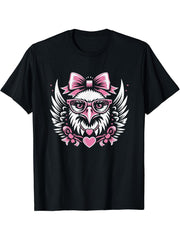 Cute Bald Eagle Glasses Graphic Art Design For Girls T-Shirt 180G 100% Cotton Printed Round Neck Short-Sleeve T-Shirt, Gifts for Men Dad Husband Grandpa, S-XXXL, Black