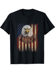 Shirt USA Flag Patriotic Tee T-Shirt 180G 100% Cotton Printed Round Neck Short-Sleeve T-Shirt, Gifts for Men Dad Husband Grandpa, S-XXXL, Black