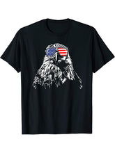 Proud Patriotic Bald Eagle American Flag T-Shirt Shirt Tee 180G 100% Cotton Printed Round Neck Short-Sleeve T-Shirt, Gifts for Men Dad Husband Grandpa, S-XXXL, Black