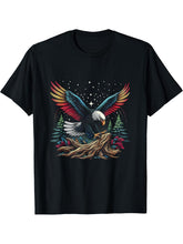 Eagle Forest Animal Wildlife Bald Eagles Bird Flying Nature T-Shirt 180G 100% Cotton Printed Round Neck Short-Sleeve T-Shirt, Gifts for Men Dad Husband Grandpa, S-XXXL, Black