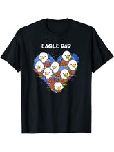 American Bald Eagle Dad Heart Shape Valentine Father's Day T-Shirt 180G 100% Cotton Printed Round Neck Short-Sleeve T-Shirt, Gifts for Men Dad Husband Grandpa, S-XXXL, Black