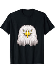 Bald Eagle Animal Head - Cute Bald Eagle Lover Women Men T-Shirt 180G 100% Cotton Printed Round Neck Short-Sleeve T-Shirt, Gifts for Men Dad Husband Grandpa, S-XXXL, Black