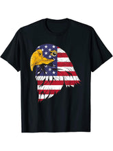 United States Proud US Flag Liberty American Bald Eagle T-Shirt 180G 100% Cotton Printed Round Neck Short-Sleeve T-Shirt, Gifts for Men Dad Husband Grandpa, S-XXXL, Black