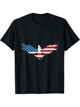 american flag design - graphic art - usa flag - bald eagle T-Shirt 180G 100% Cotton Printed Round Neck Short-Sleeve T-Shirt, Gifts for Men Dad Husband Grandpa, S-XXXL, Black