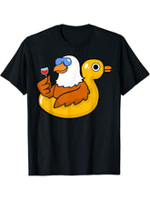 Vacay Mode Animal USA Bald Eagle Lover Family Vacation Beach T-Shirt 180G 100% Cotton Printed Round Neck Short-Sleeve T-Shirt, Gifts for Men Dad Husband Grandpa, S-XXXL, Black